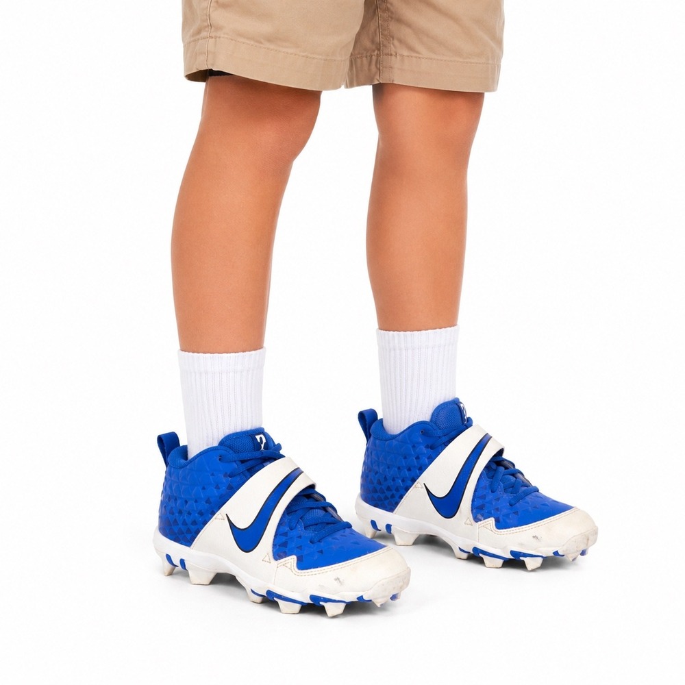 Nike Force Trout 7 Keystone Cleats Boys Blue White Baseball size 4Y